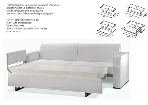 sofa&beds Καναπές Harmony με 2 μεγάλα μαξιλάρια πλάτης